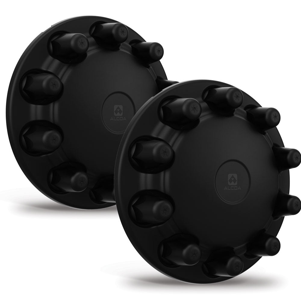 Alcoa Aero Front Matte Black Interlocking Hub Cover Kits (Clamp On) Set of 2