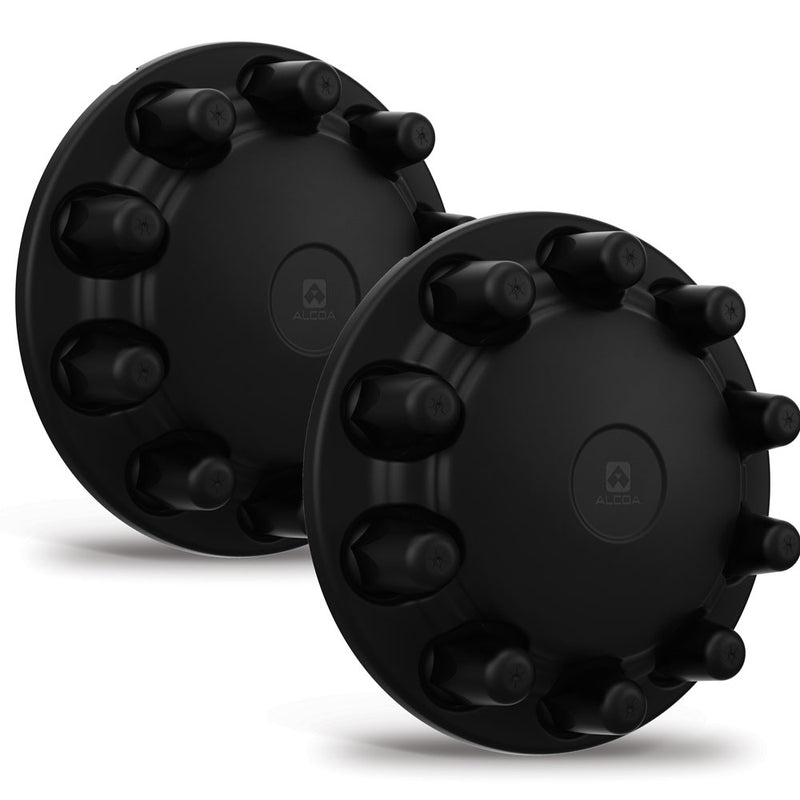 Alcoa Aero Front Matte Black Interlocking Hub Cover Kits (Clamp On) Set of 2