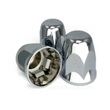 Hug-A-Lug® Nut Cover: Chrome ABS Plastic spring push-on for 33mm 2-piece flange nuts, 3.50