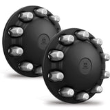 Alcoa Aero Front Matte Black Interlocking Hub Cover Kits With Chrome Nut Covers (Direct Screw On) Set of 2